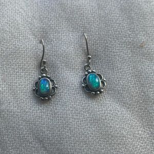 Blue Opal Earrings crafted with 925 Silver
